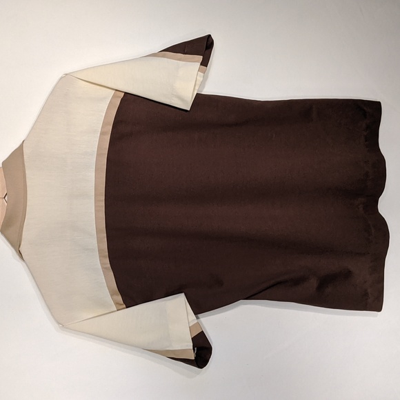 Vintage 60's brown and cream polo shirt - Picture 6 of 8